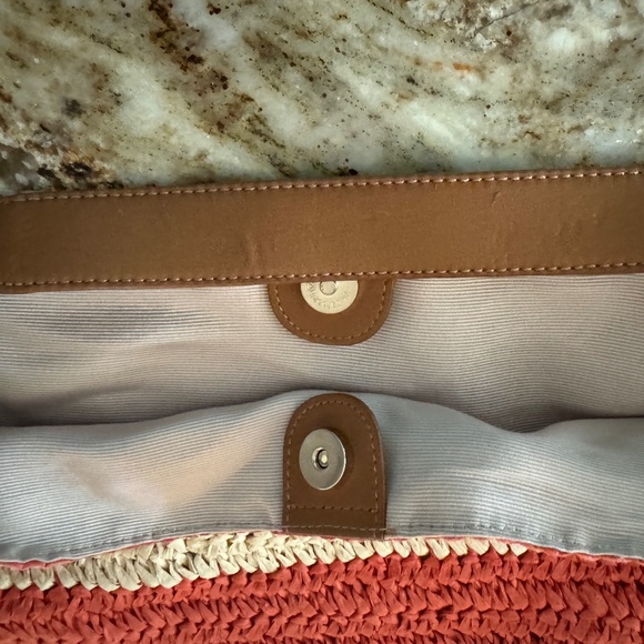 ****LOW PRICE****Talbots paper straw bag - orange and tan stripe! Super CUTE! - Picture 8 of 16